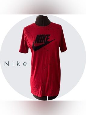 Women’s Nike Red Short Sleeve Tee with Black Swoosh Graphic